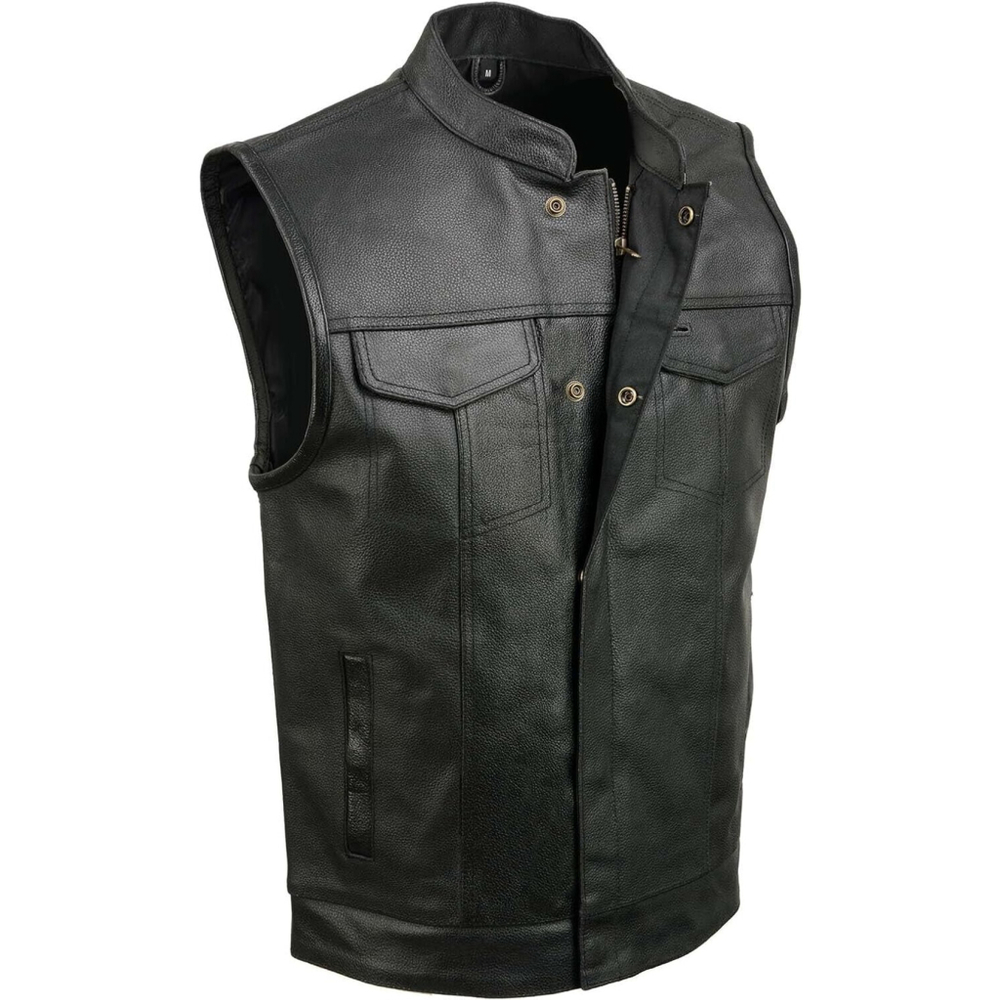 Event Leather Biker Club Vest in Black ELM3910 Size XL NWT